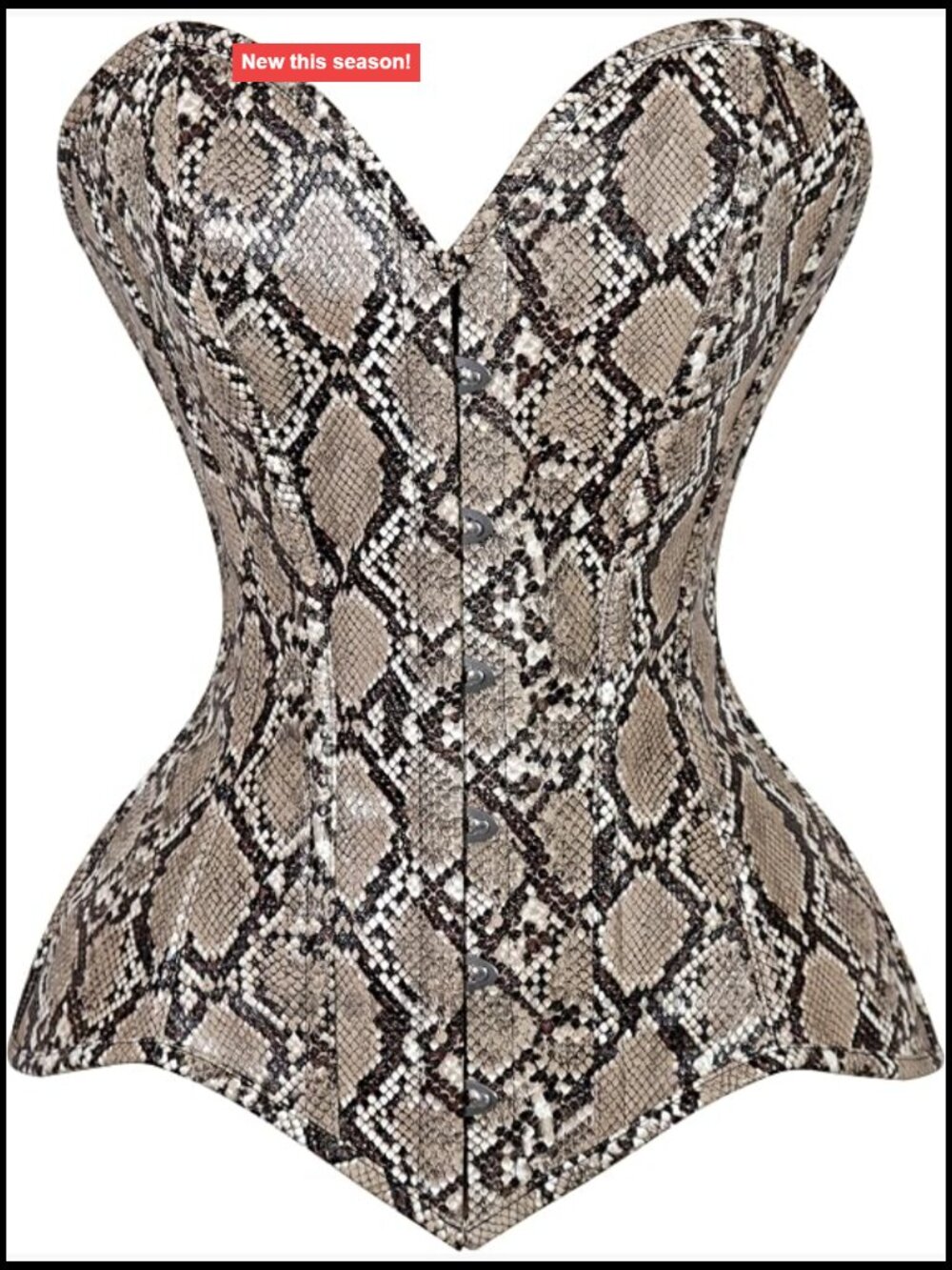 Faux Snake Skin Overbust Corset Waist Cincher Bustier Plus Size